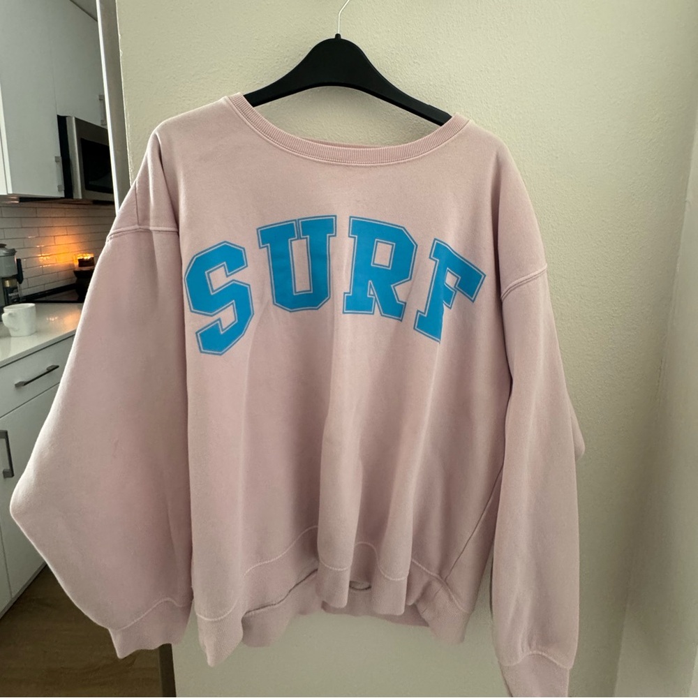 Relaxed Pink 'SURF' Crewneck Sweatshirt